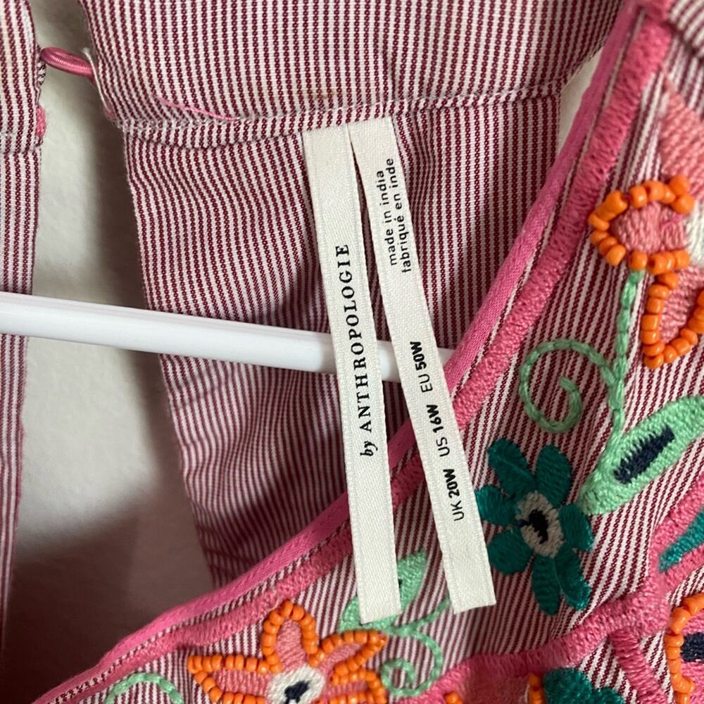 Anthropologie Floral Embroidered Mini Dress - Pink and Orange - Picture 7 of 13